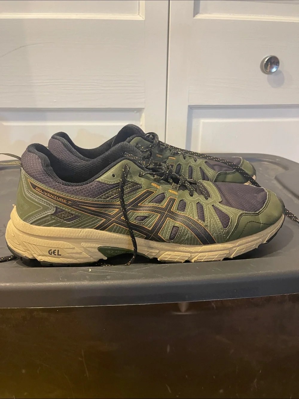 Asics Men's Olive Green and Black Athletic Trail Shoes
